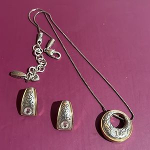 BRIGHTON Aries Collection Two-Toned Pendant Necklace and Earrings